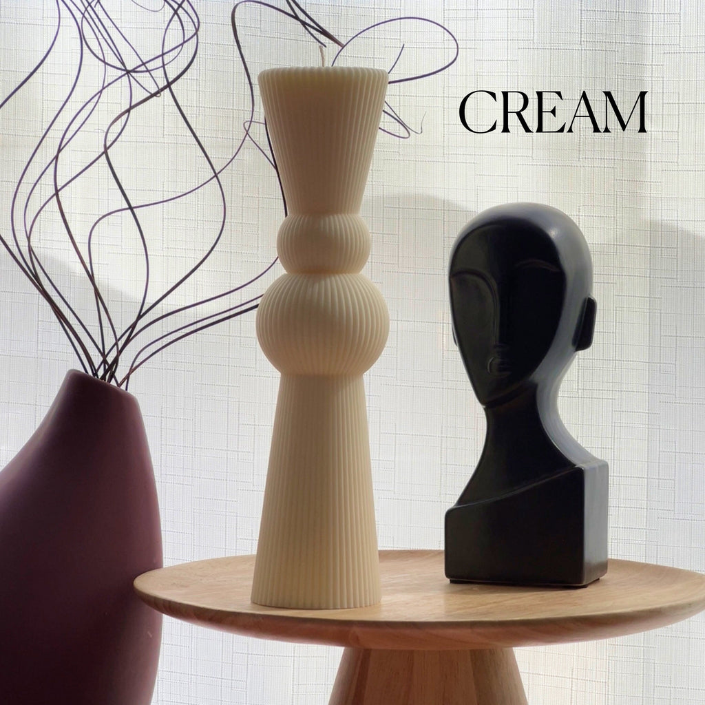 Big Chess Pillar Candle: Ribbed Soy Wax Decorative Candle