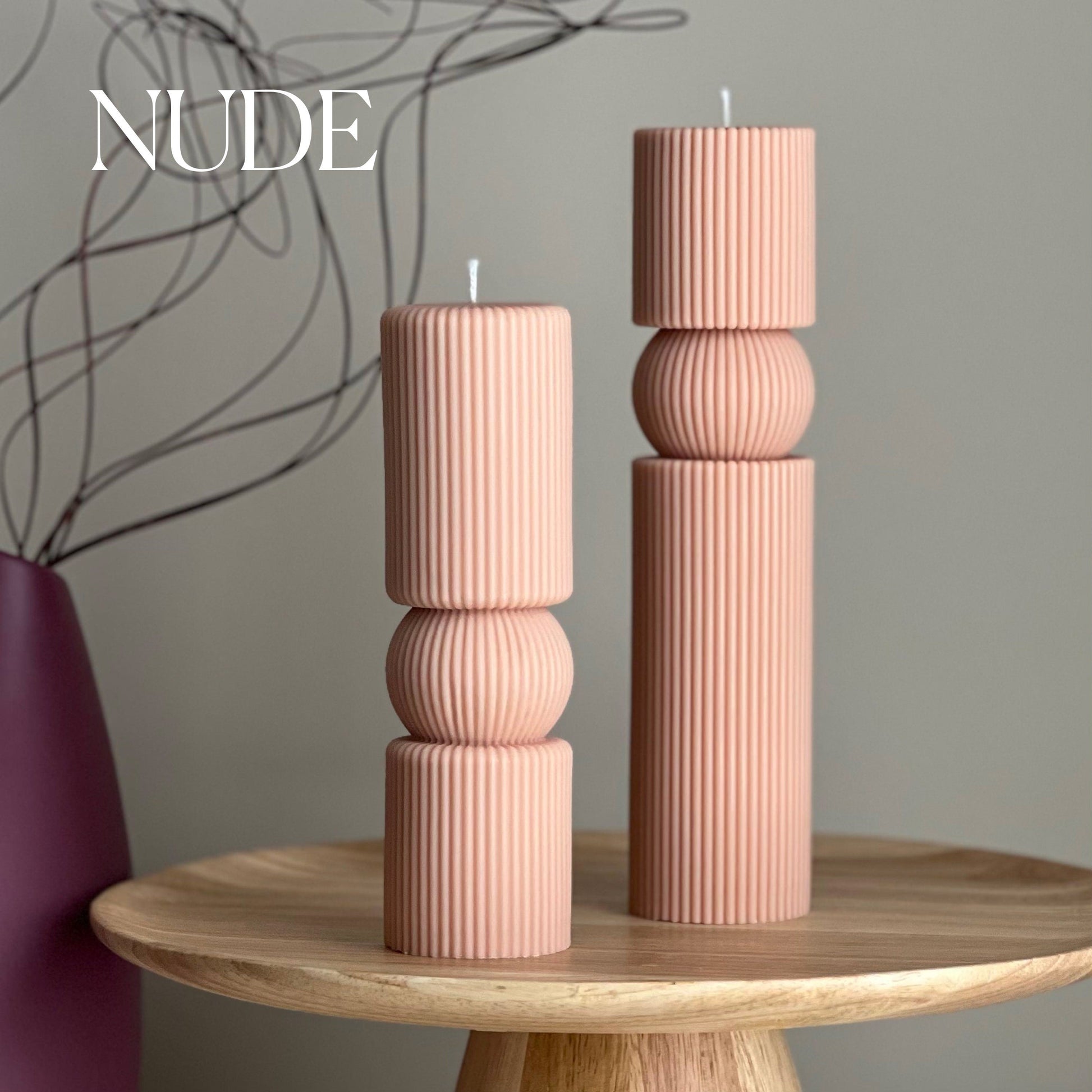 Roman Ribbed Soy Wax Candle Set | Tall Pillar, Home Decor