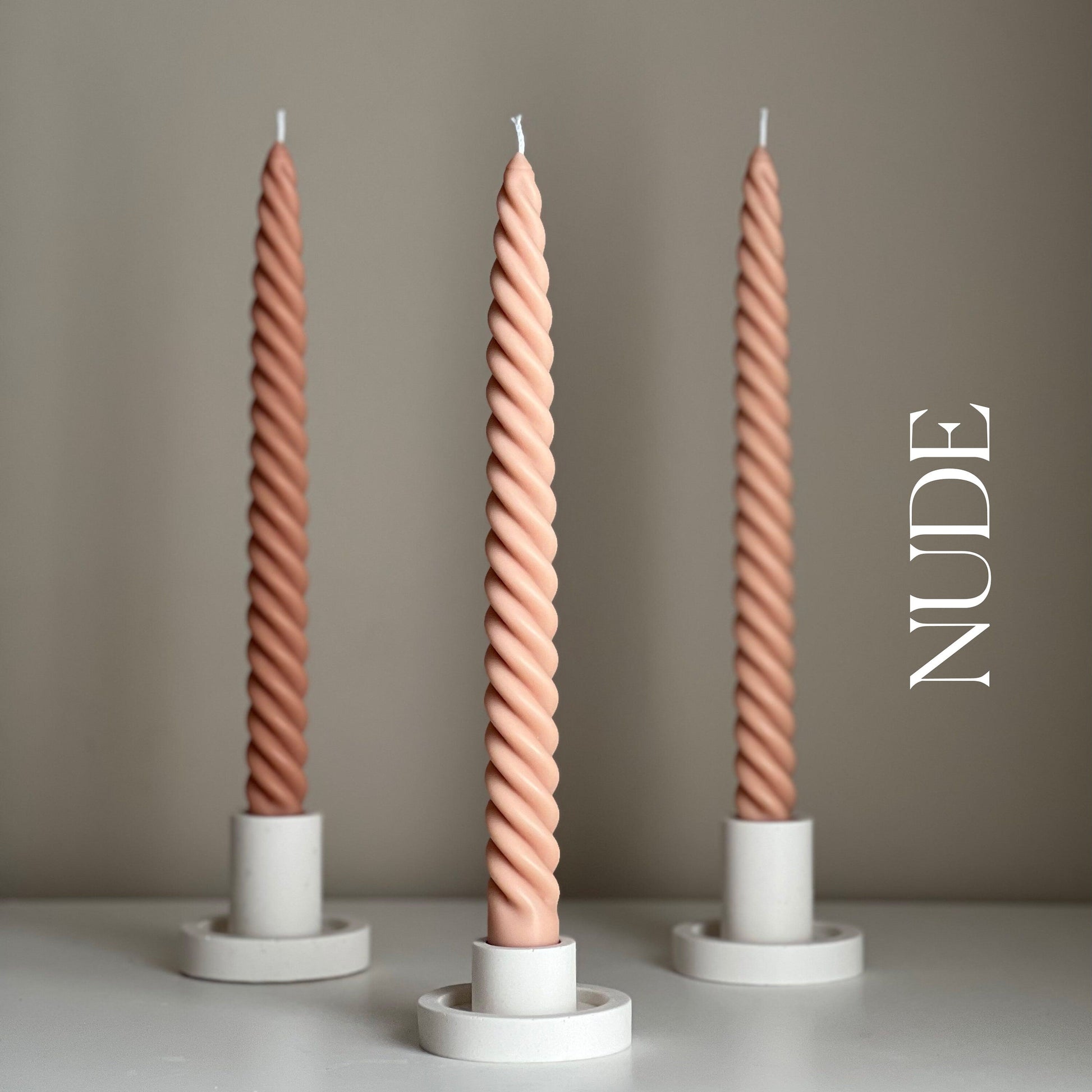 Tall Twisted Soy Wax Taper Candle: Handmade Pastel Decor