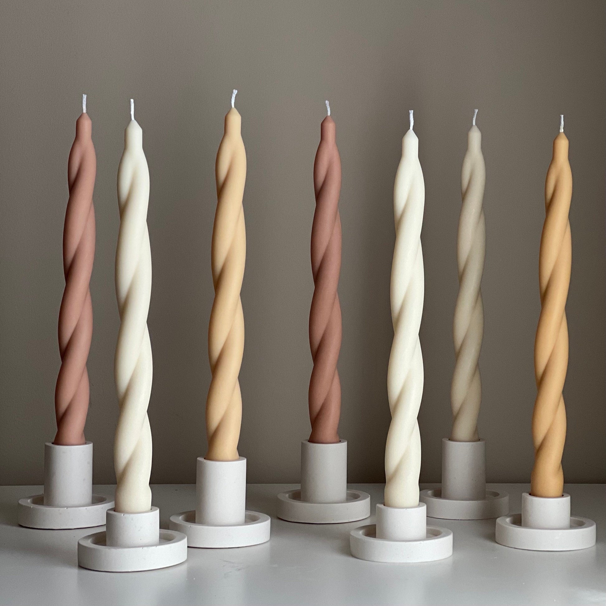 Tall Twisted Soy Wax Taper Candle: Handmade Dinner Decor