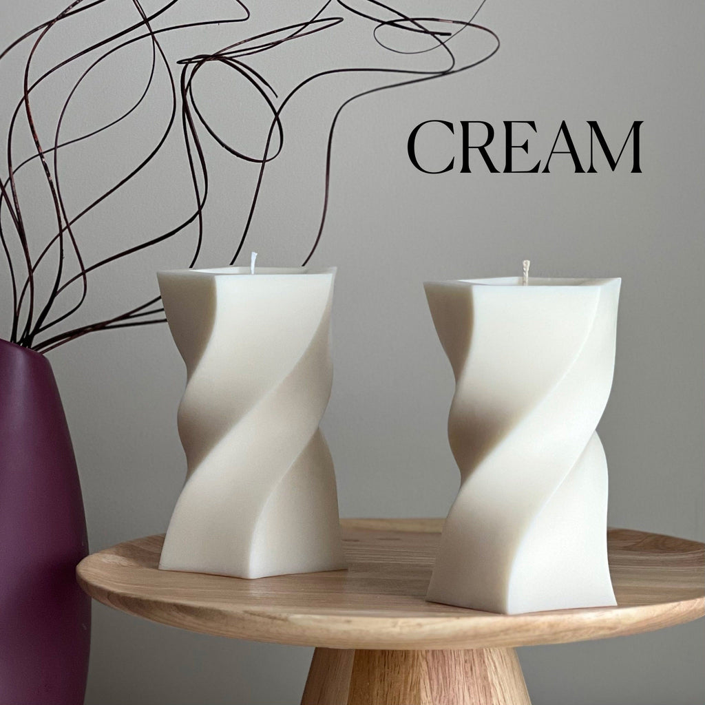 Wavy Pillar Soy Wax Candle: Unique Home Decor