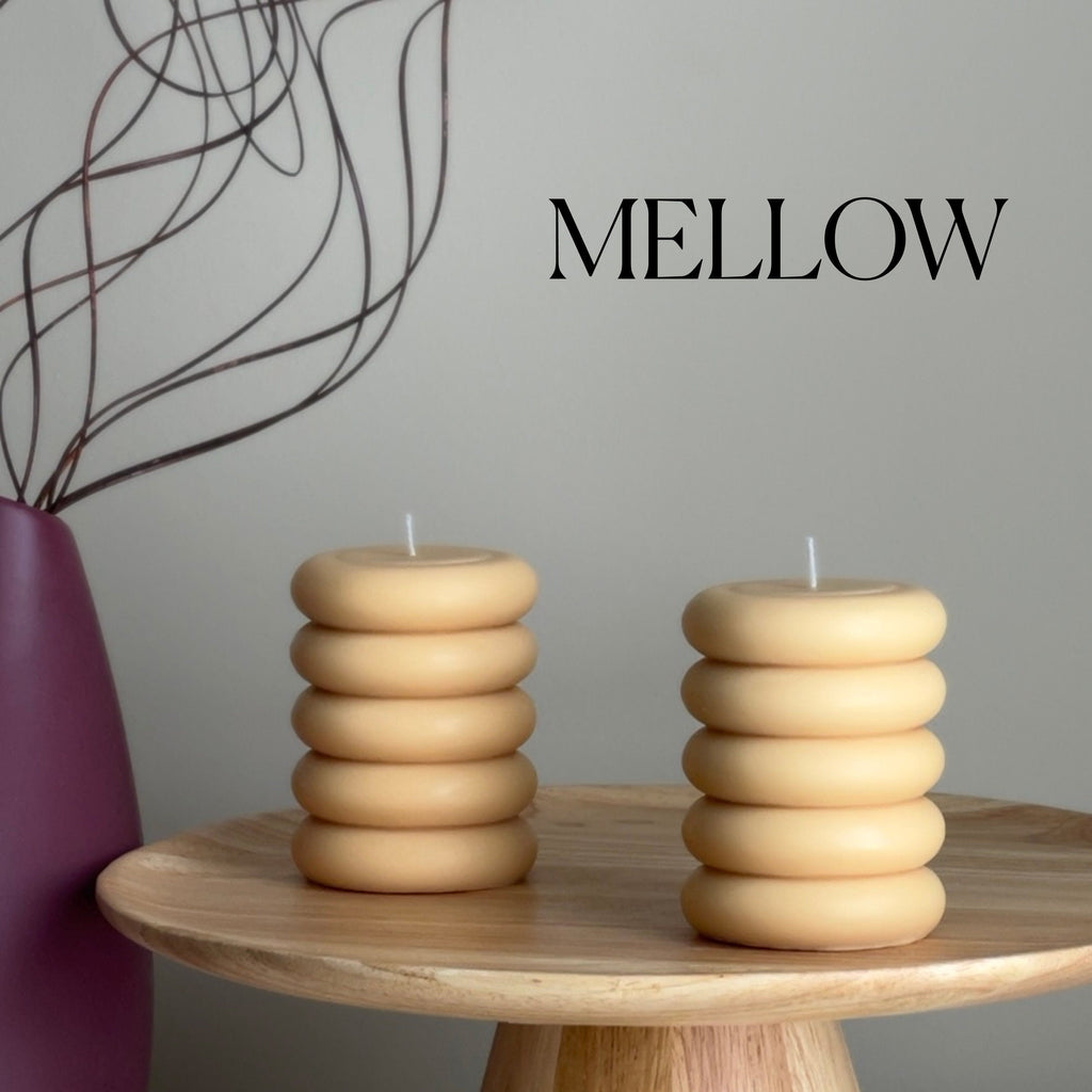 Round Soy Wax Pillar Candle: Wavy Unscented Decorative Candle