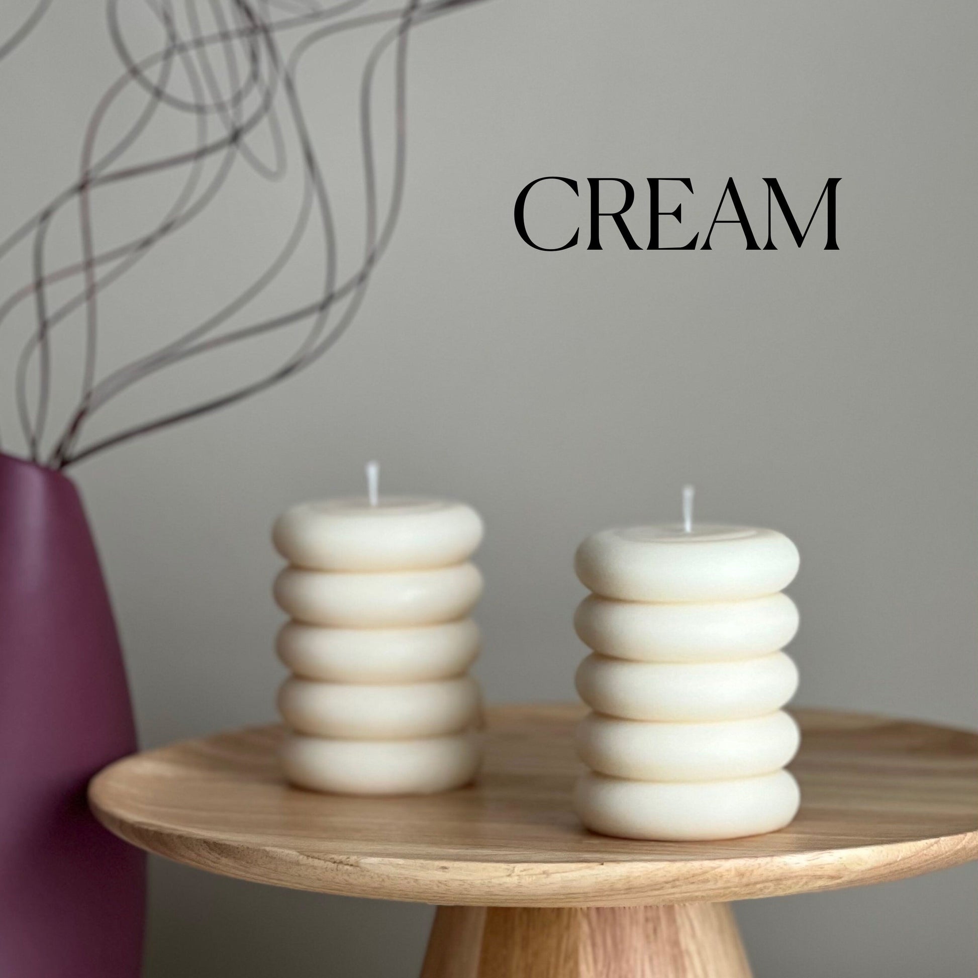Round Soy Wax Pillar Candle: Wavy Unscented Decorative Candle