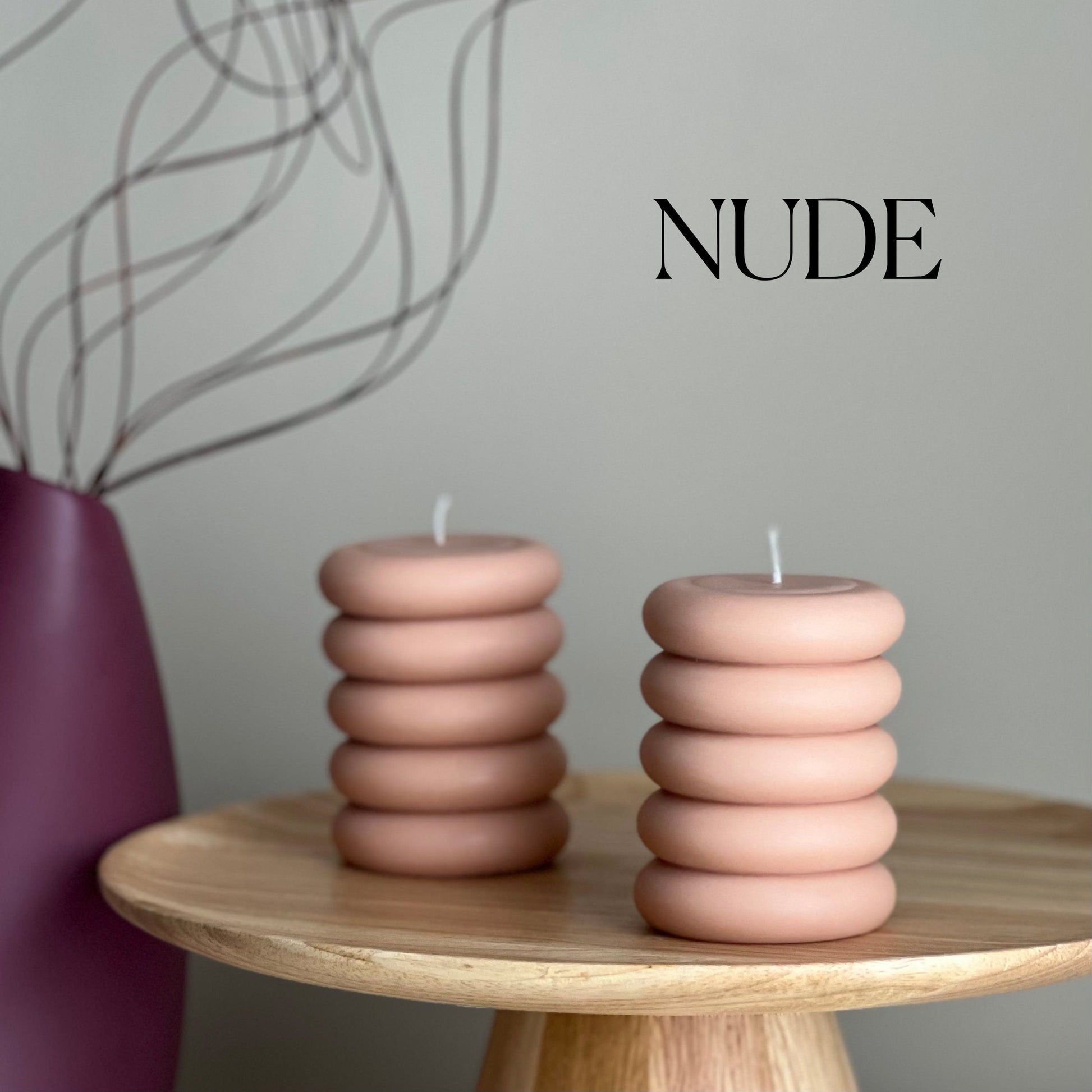 Round Soy Wax Pillar Candle: Wavy Unscented Decorative Candle
