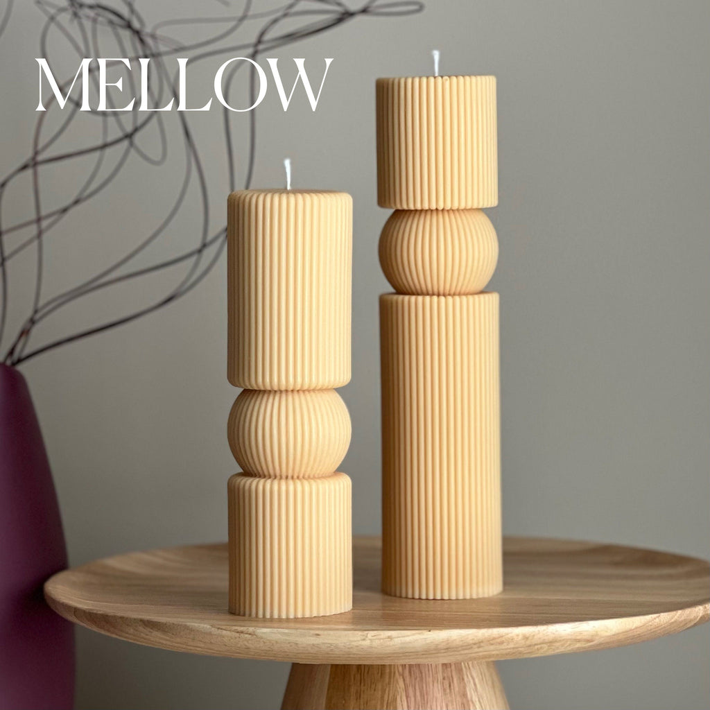Roman Ribbed Soy Wax Candle Set | Tall Pillar, Home Decor