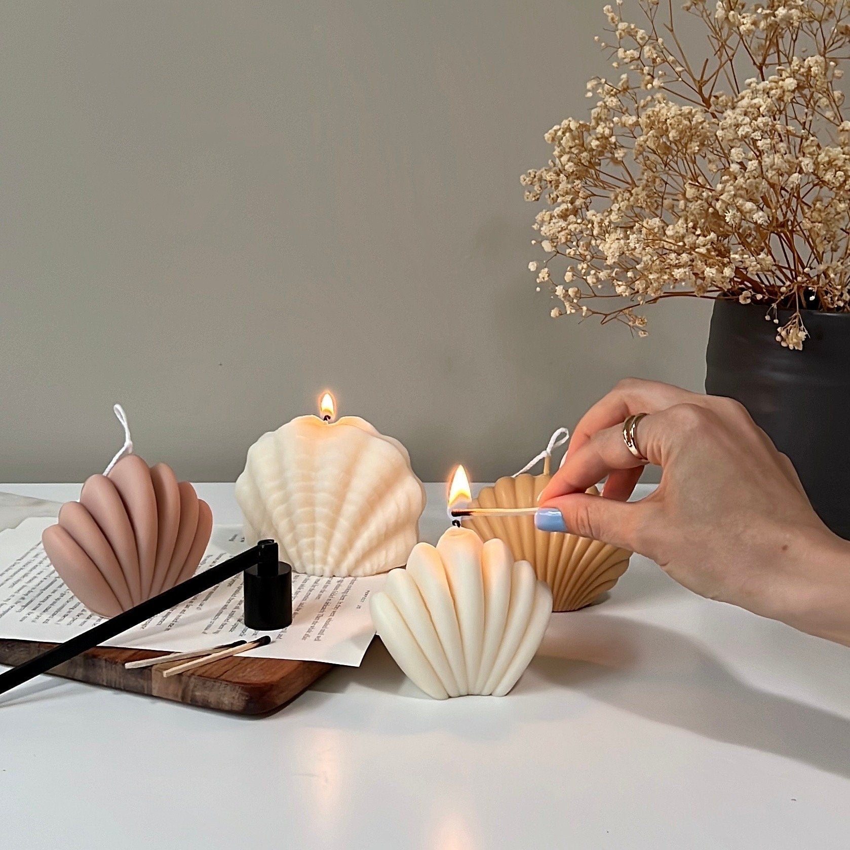 Large Soy Wax Clam Shell Candle | Home Decor