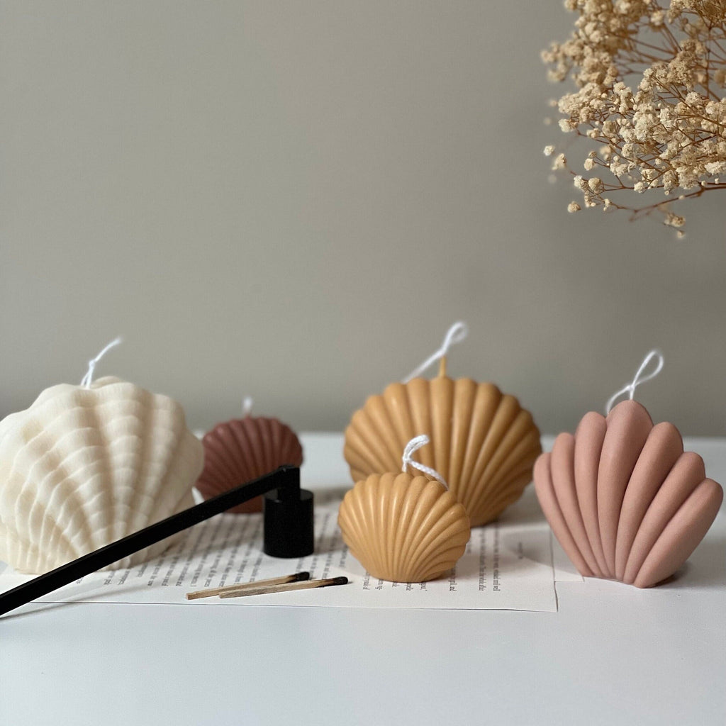 Ensemble de chandelles Coquillage | Cire de soya décorative, décoration intérieure
