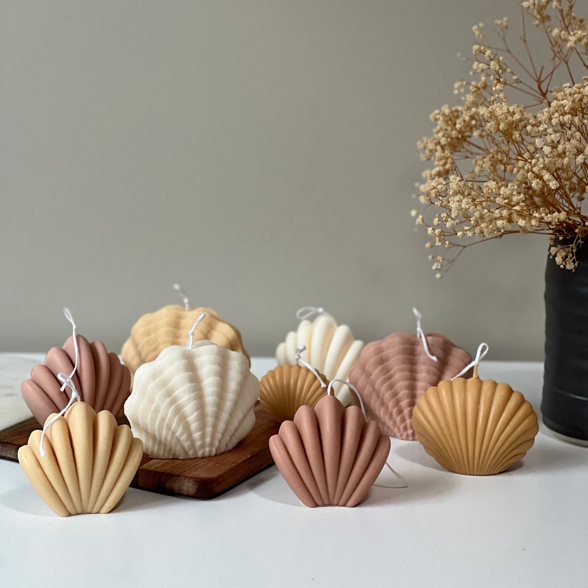 Ensemble de chandelles Coquillage | Cire de soya décorative, décoration intérieure