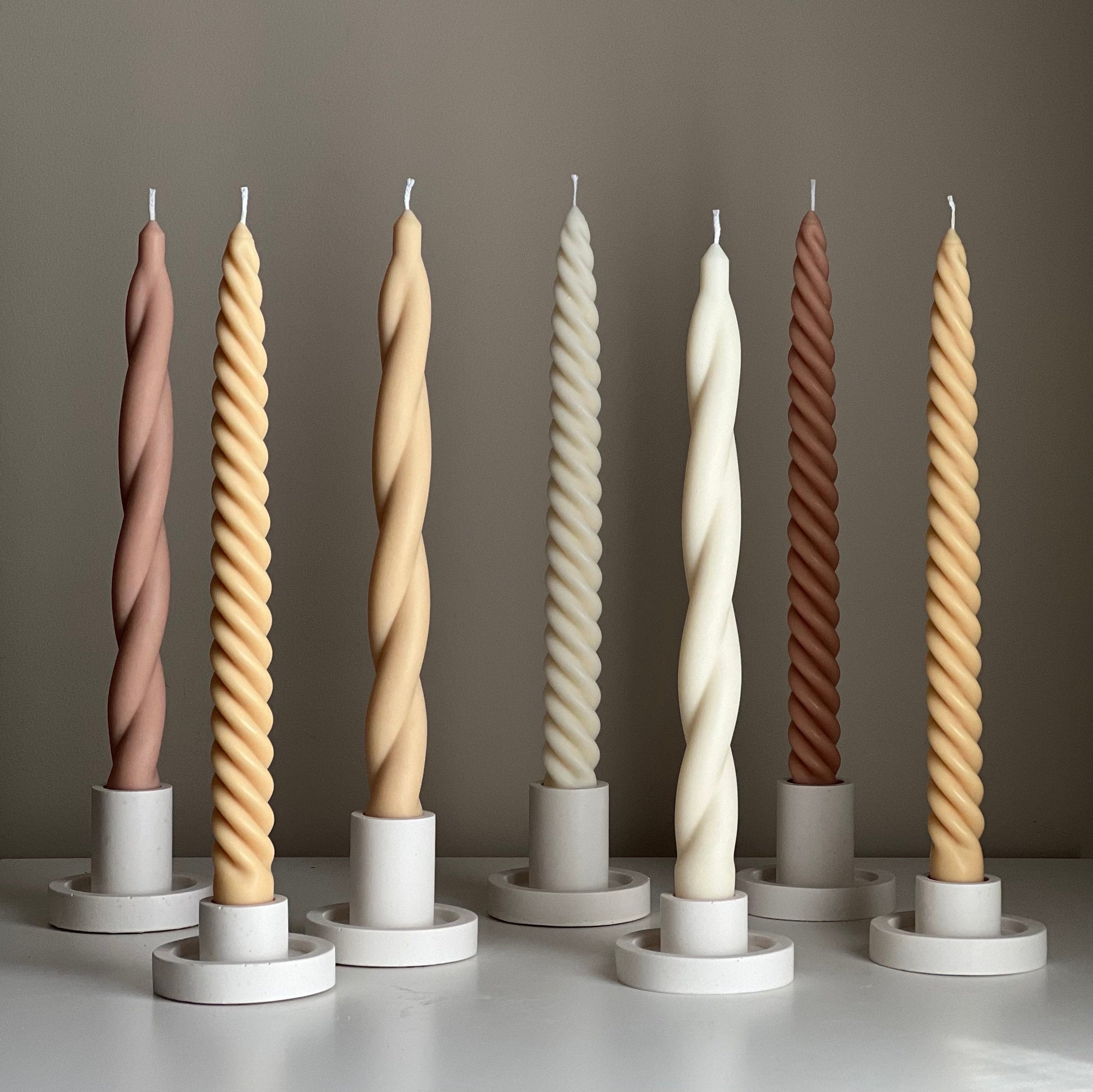 Tall Twisted Soy Wax Taper Candle: Handmade Pastel Decor
