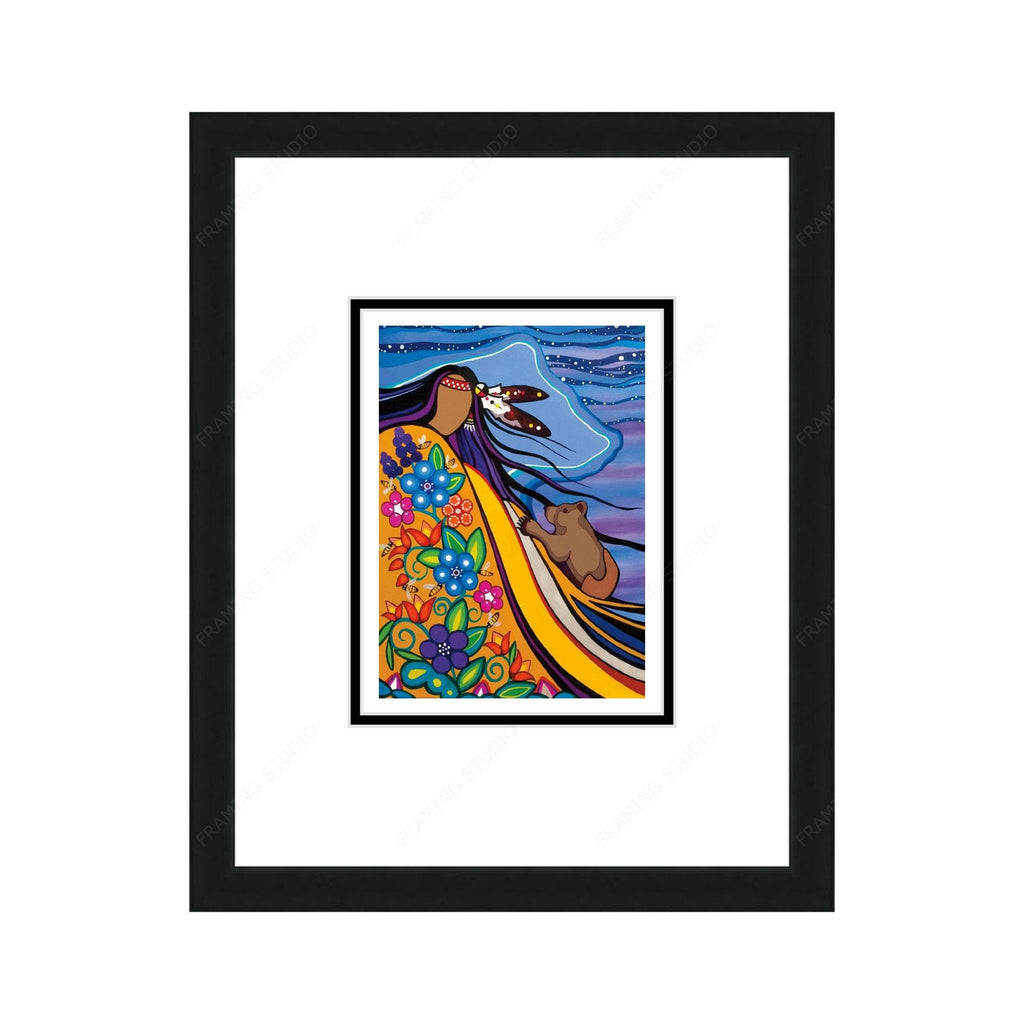 Makwa Et Sa Quête De Miel par Pam Cailloux, carte d'art autochtone, carte d'art encadrée, artiste métisse