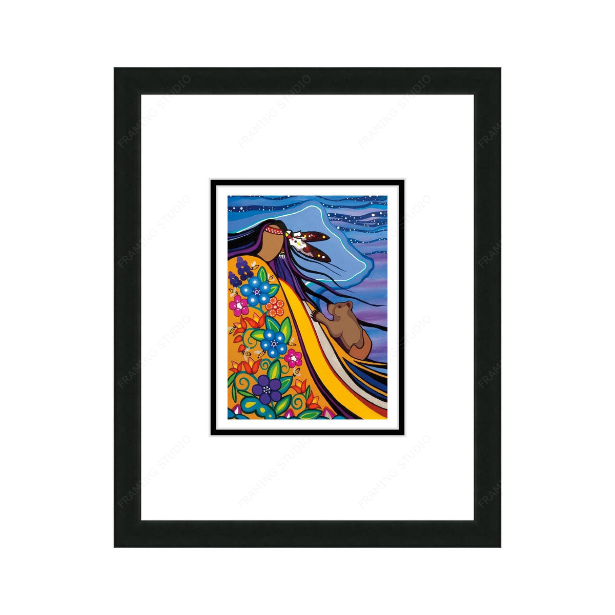 Makwa Et Sa Quête De Miel par Pam Cailloux, carte d'art autochtone, carte d'art encadrée, artiste métisse