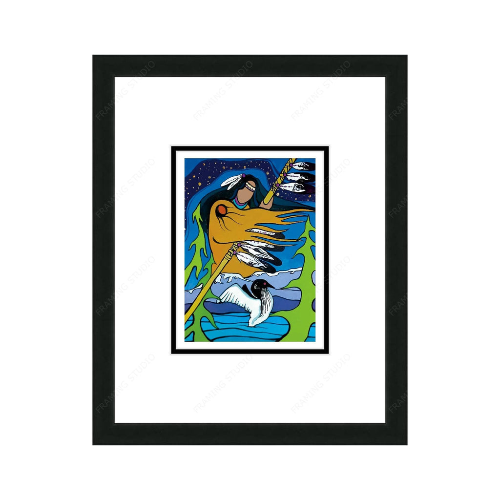 Berceuse Nocturne par Pam Cailloux, carte d'art autochtone, carte d'art encadrée, artiste métisse
