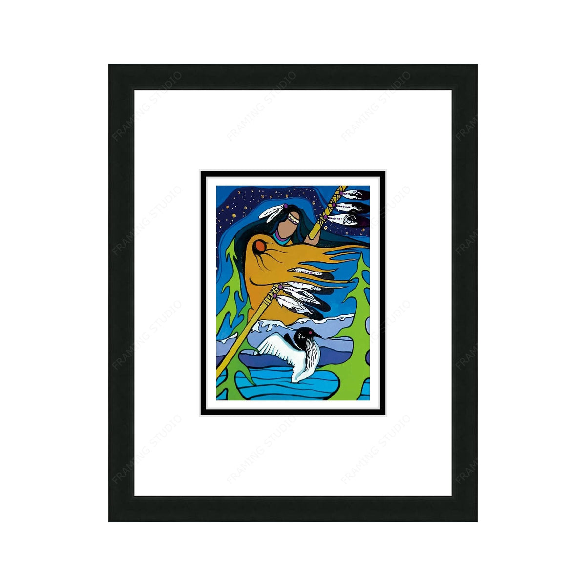 Berceuse Nocturne par Pam Cailloux, carte d'art autochtone, carte d'art encadrée, artiste métisse