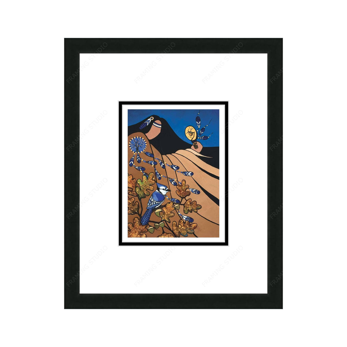 Se préparer pour l'hiver par Pam Cailloux, carte d'art autochtone, carte d'art encadrée, artiste métisse