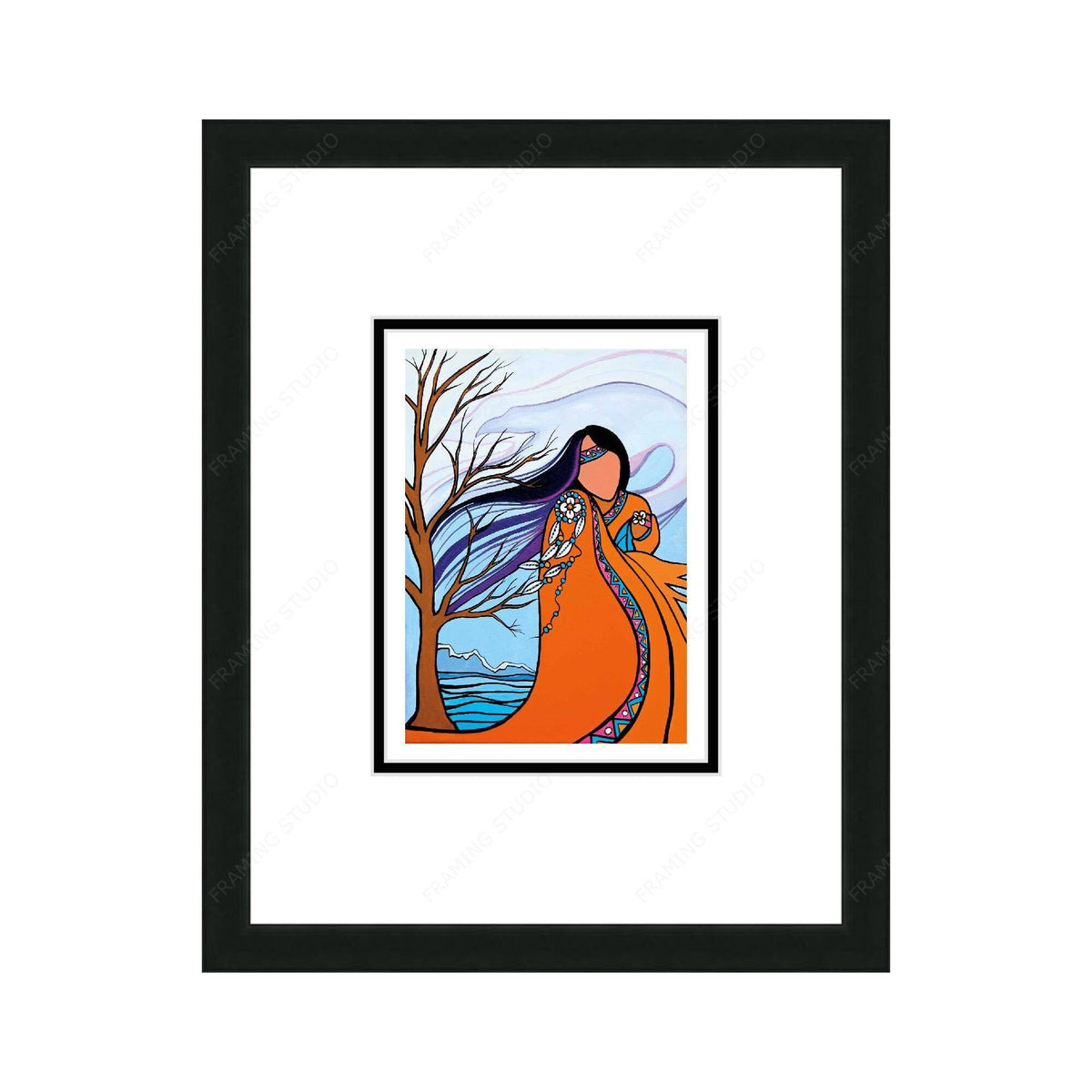 Protecteur D'Hiver par Pam Cailloux, carte d'art autochtone, carte d'art encadrée, artiste métisse