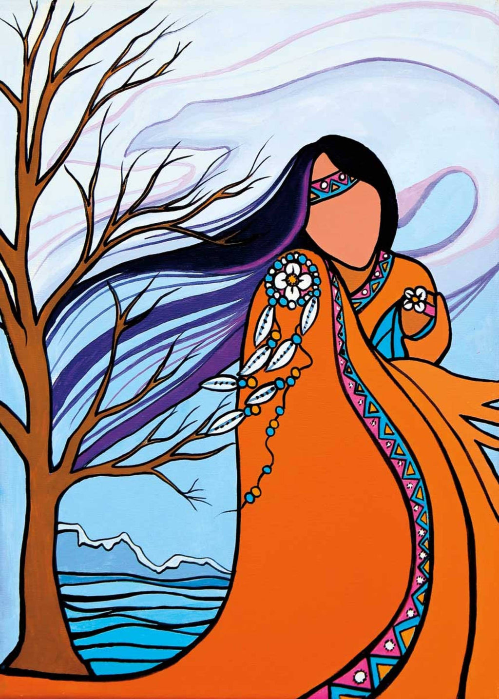 Protecteur D'Hiver par Pam Cailloux, carte d'art autochtone, carte d'art encadrée, artiste métisse