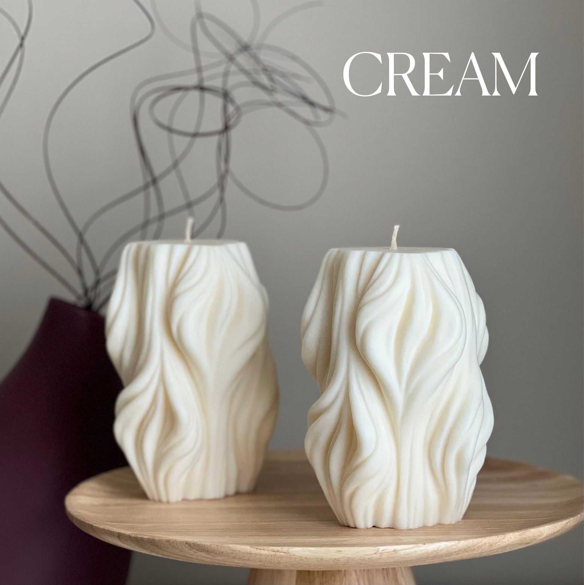 Huge Wave Stripe Soy Candle: Abstract Geometric Coffee Table Decor