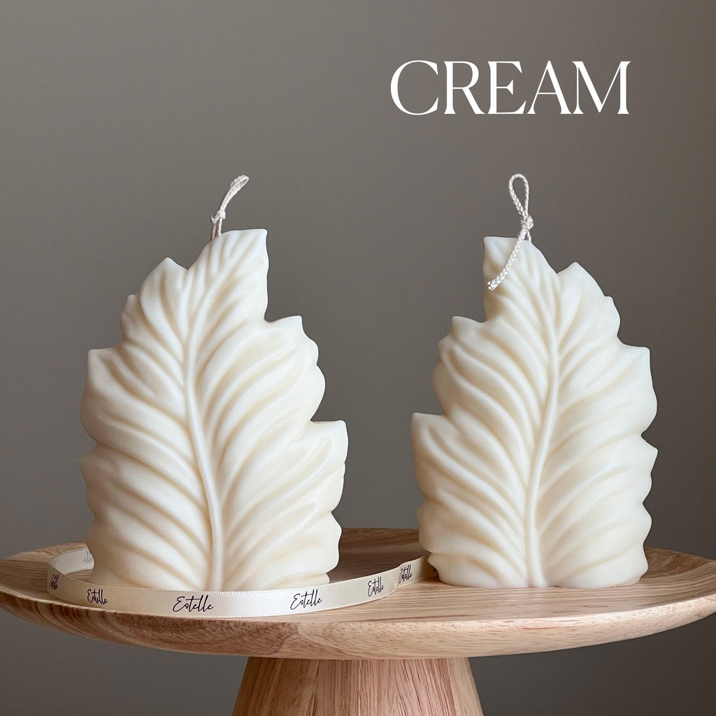Handmade Leaf Pillar Soy Candle | Home Decor
