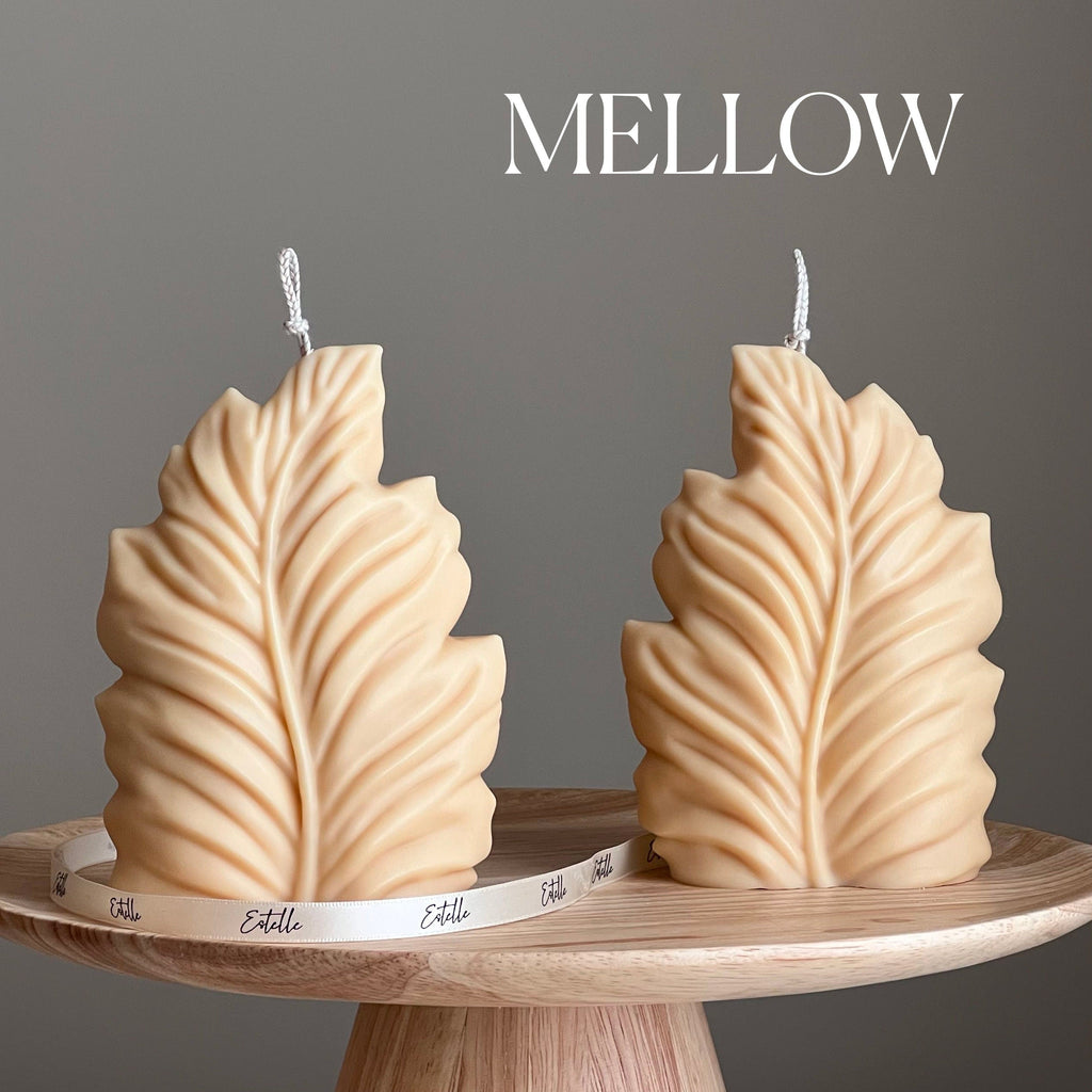 Handmade Leaf Pillar Soy Candle | Home Decor