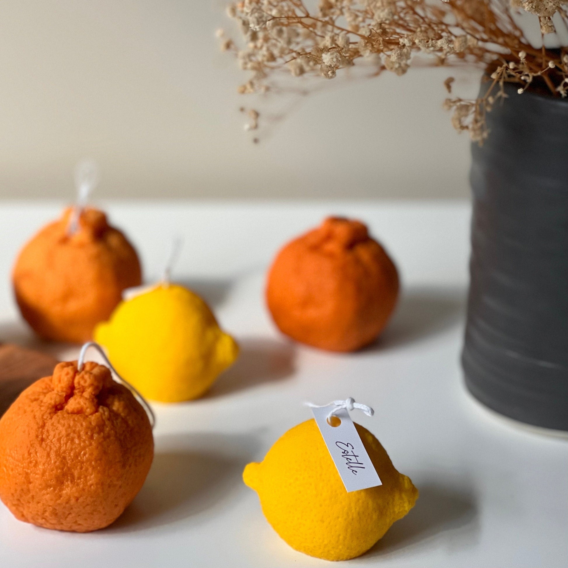 Lemon Shaped Soy Wax Candle: Vegan Minimalist Decor