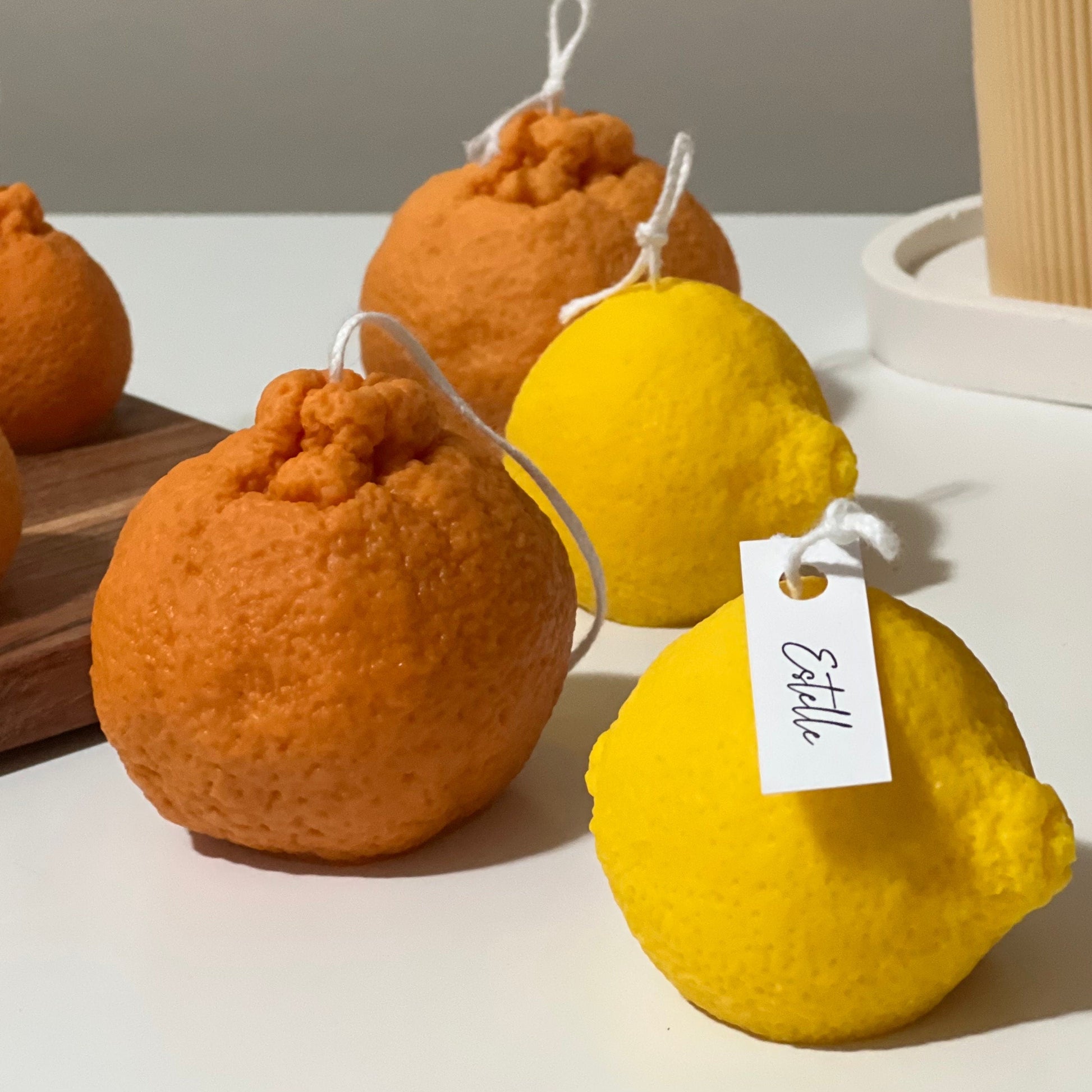 Orange Shaped Candle Set: Soy Wax Vegan Minimalist Decor