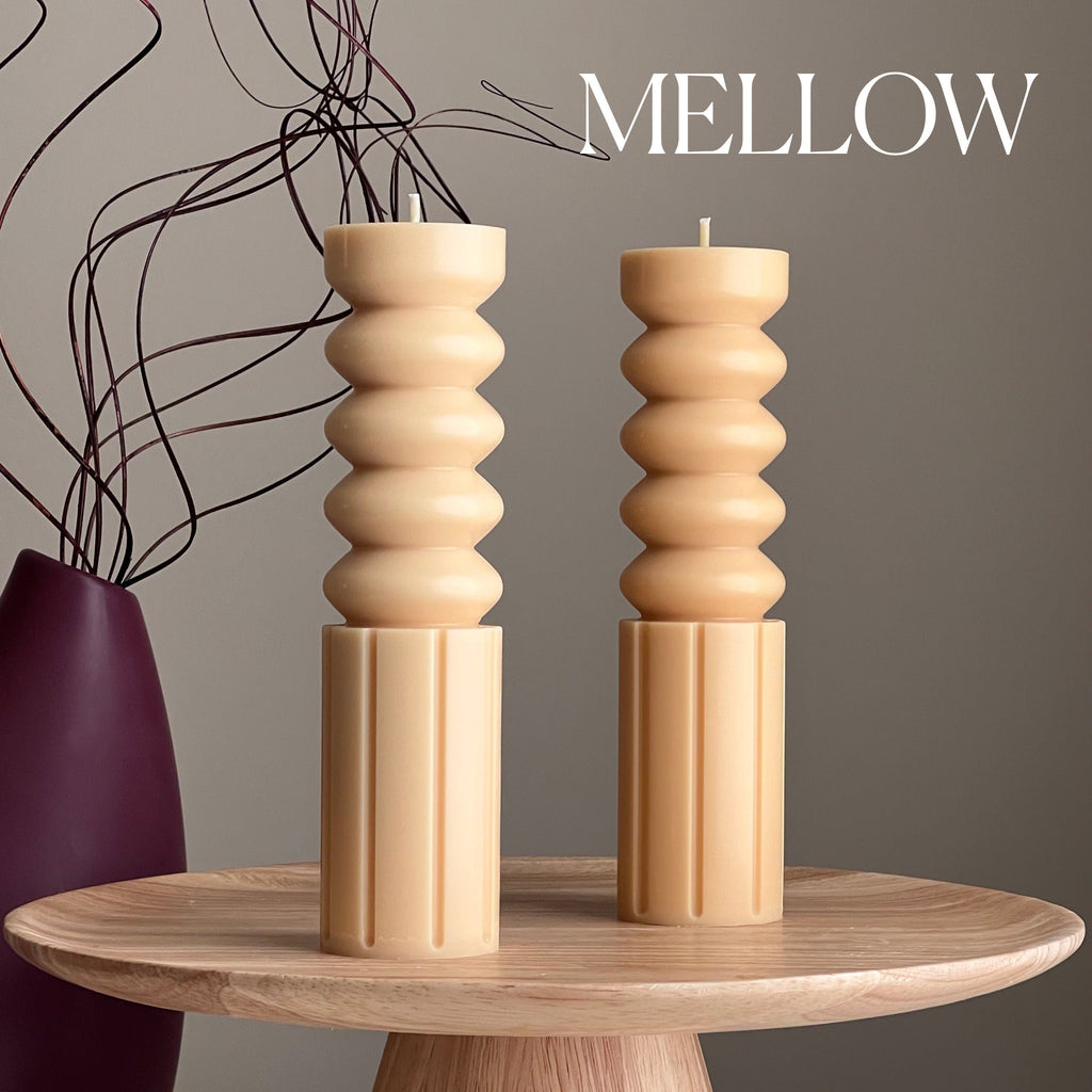 Tall Soy Wax Pillar Candle | Wavy, Unscented, Home Decor