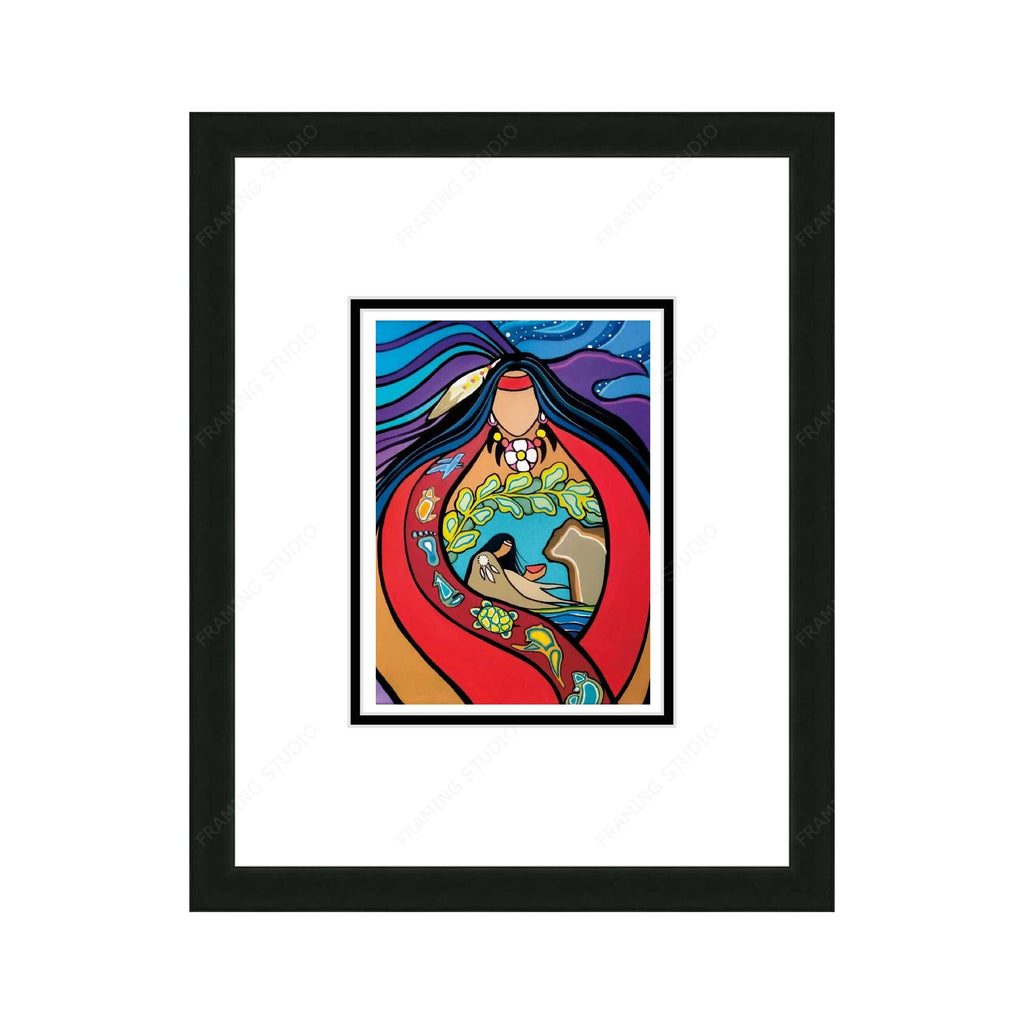 Sept enseignements par Pam Cailloux, carte d'art autochtone, carte d'art encadrée, artiste métisse