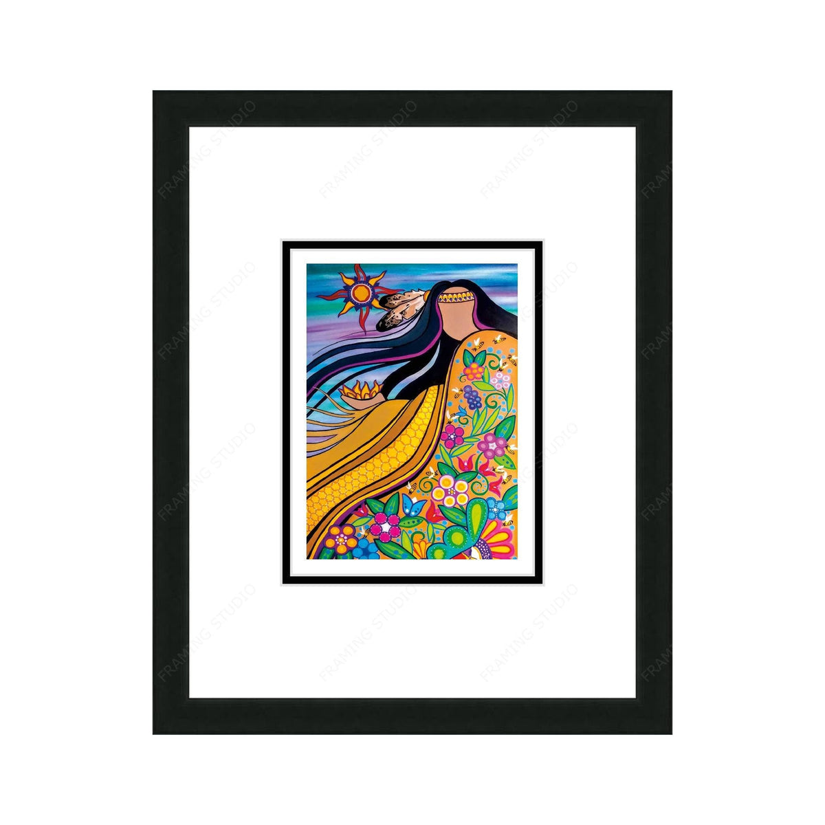 Bees Are Life by Pam Cailloux, Indigenous Art Card, Framed Art Card, Métis Artist