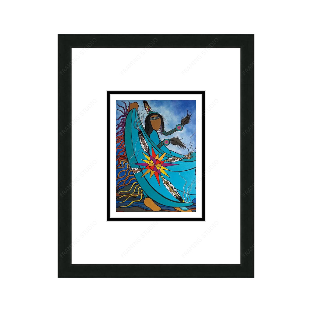 Danseuse au châle par Pam Cailloux, carte d'art autochtone, carte d'art encadrée, artiste métisse