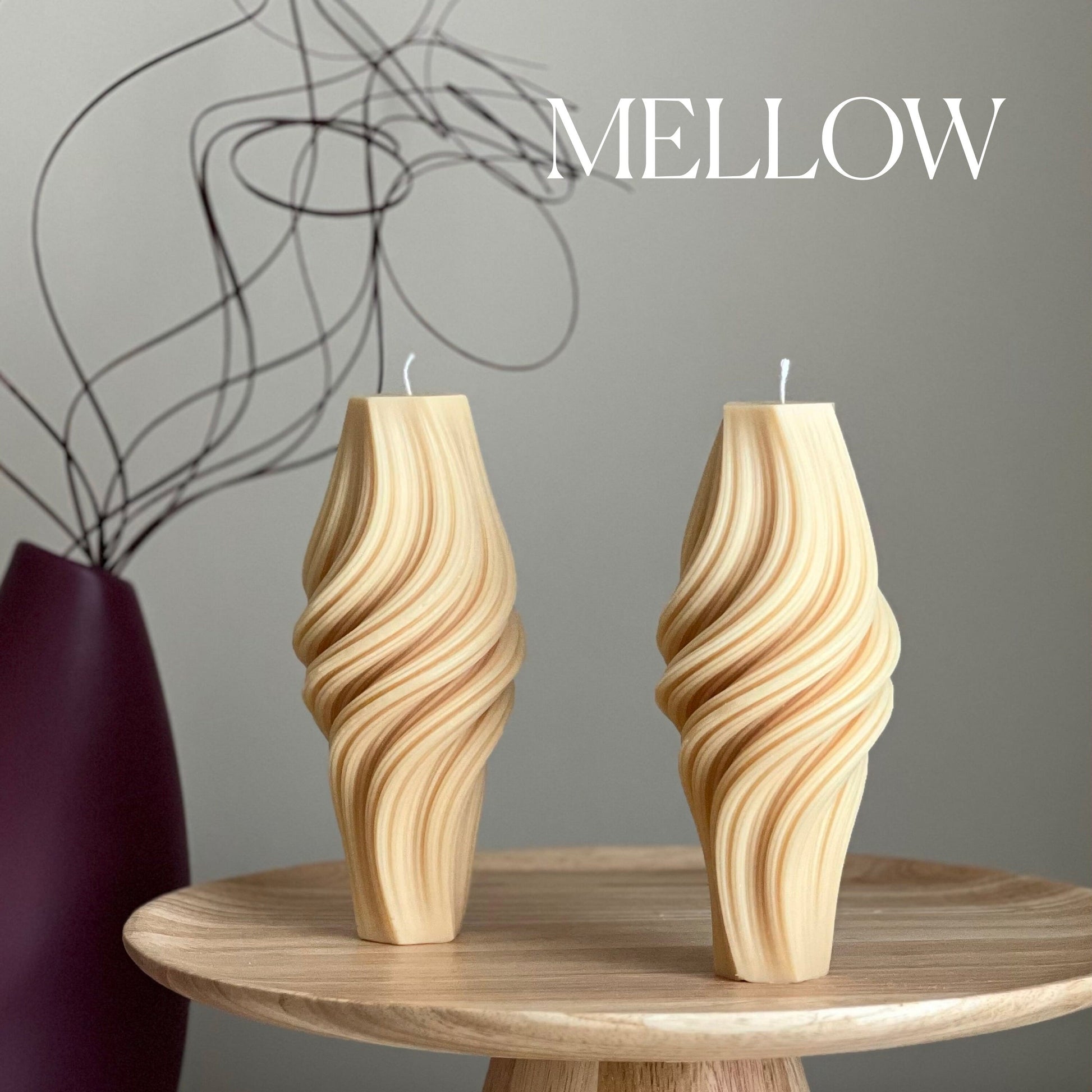 Wavy Roman Pillar Candle: Abstract Swirl Soy Wax Candle