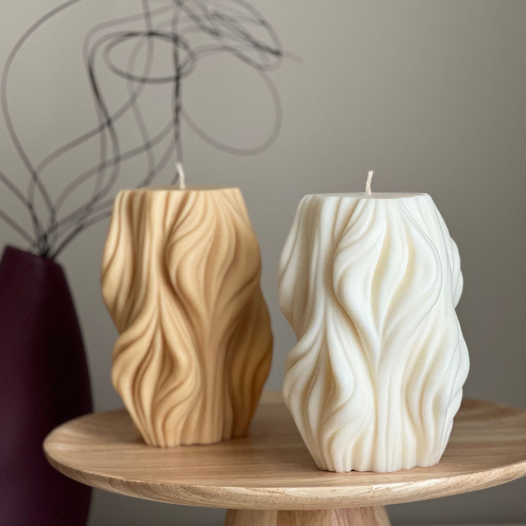 Huge Wave Stripe Soy Candle: Abstract Geometric Coffee Table Decor