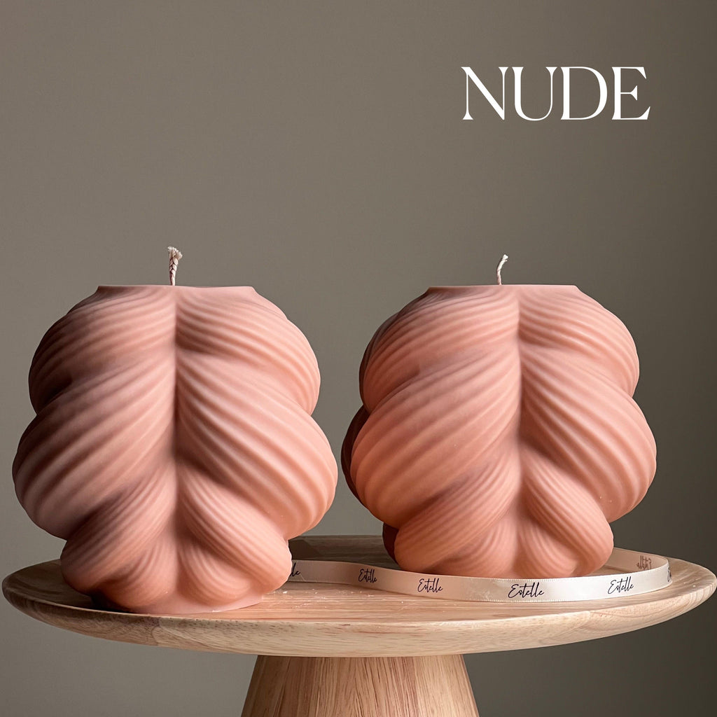 Huge Swirl Knot Candle: Unscented Soy Wax Pillar, Home Decor