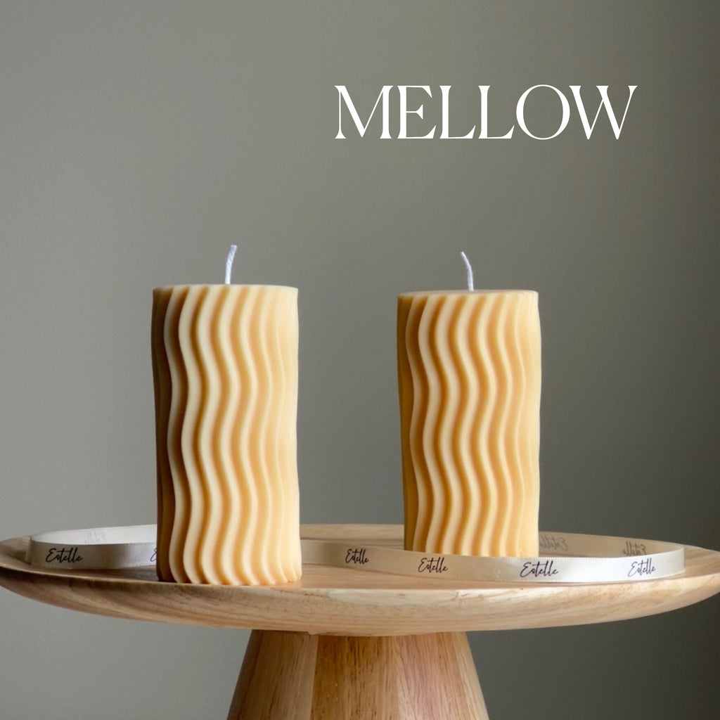 Handmade Ribbed Wave Pillar Candle: Trendy Home Decor