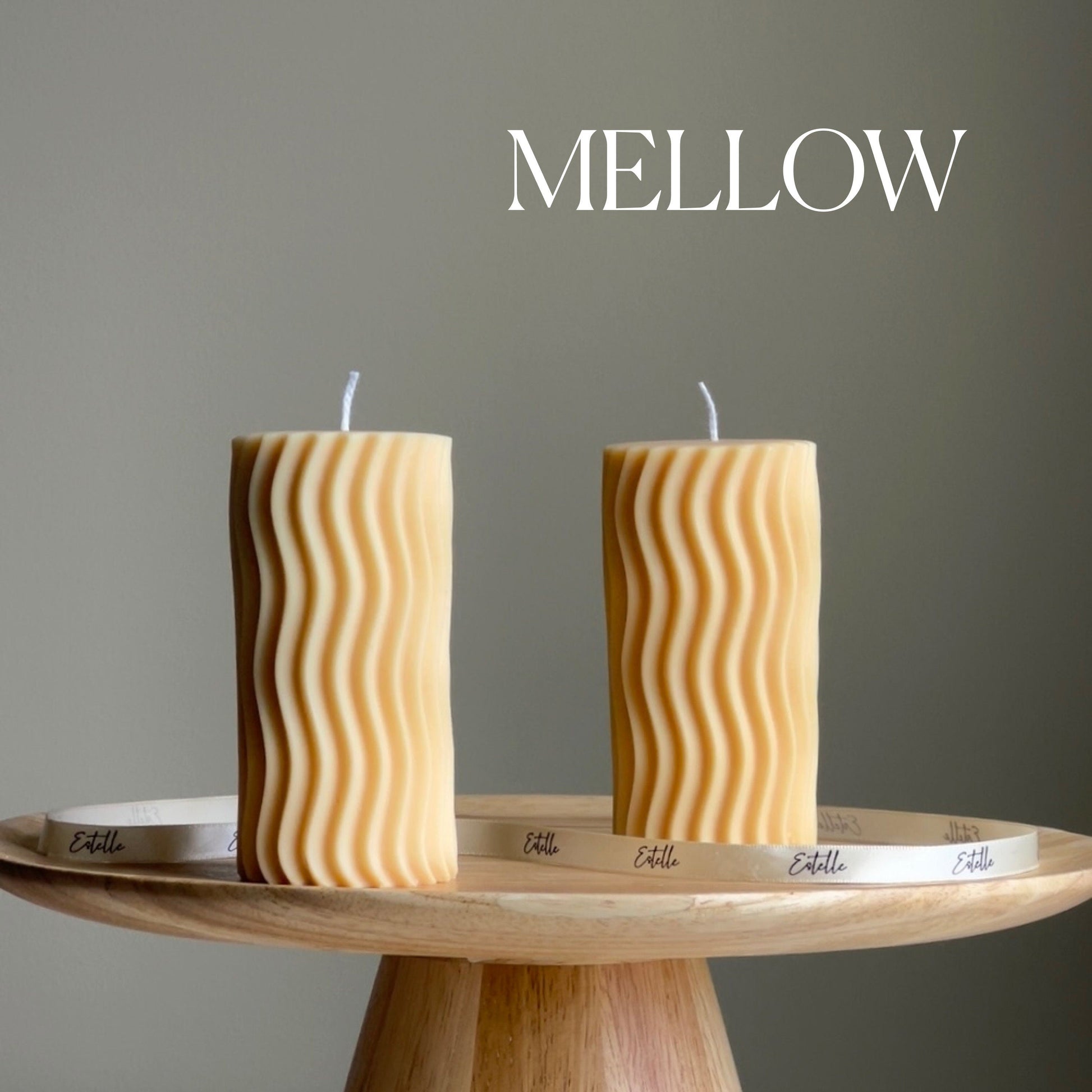 Handmade Ribbed Wave Pillar Candle: Trendy Home Decor