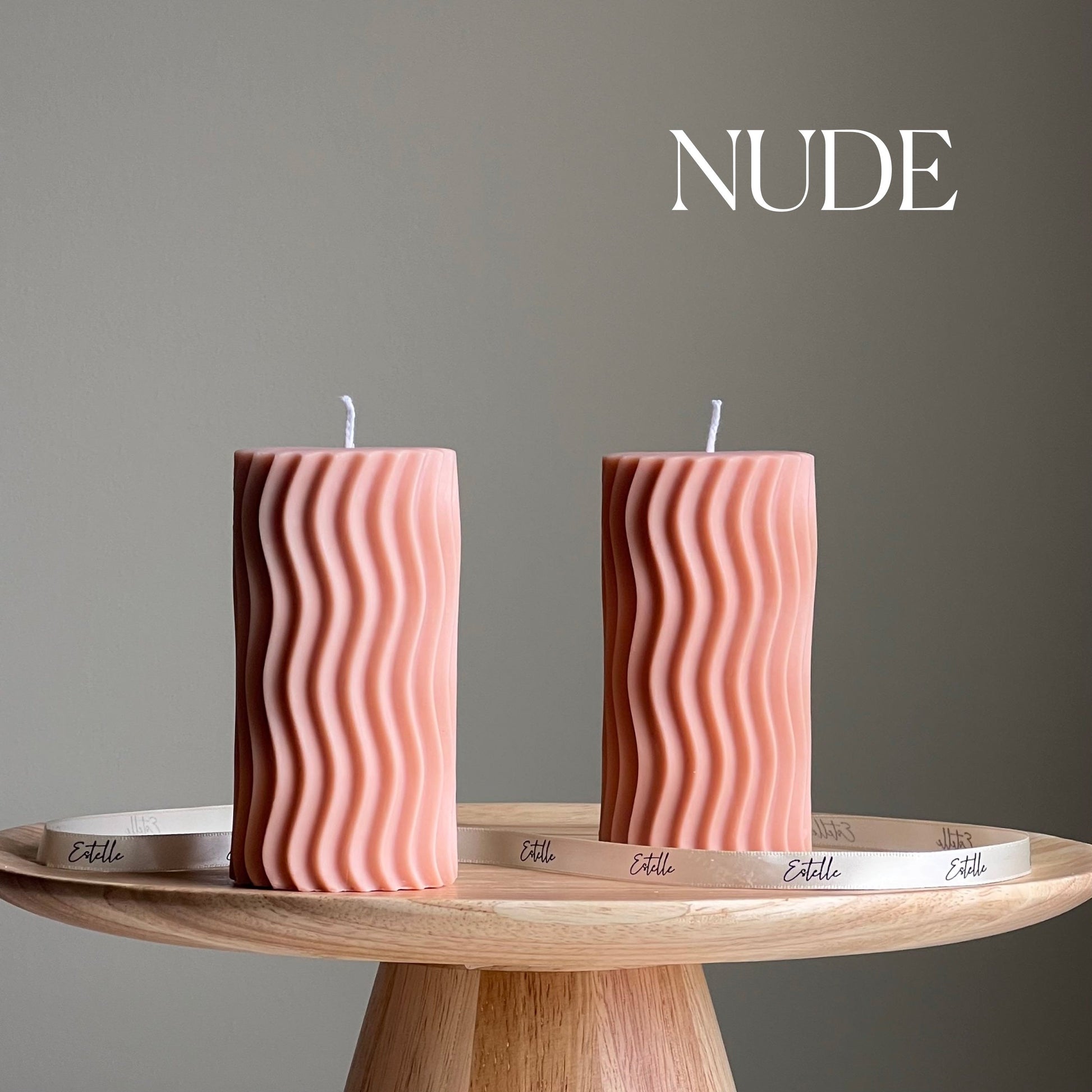 Handmade Ribbed Wave Pillar Candle: Trendy Home Decor