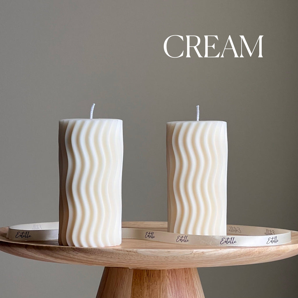 Handmade Ribbed Wave Pillar Candle: Trendy Home Decor