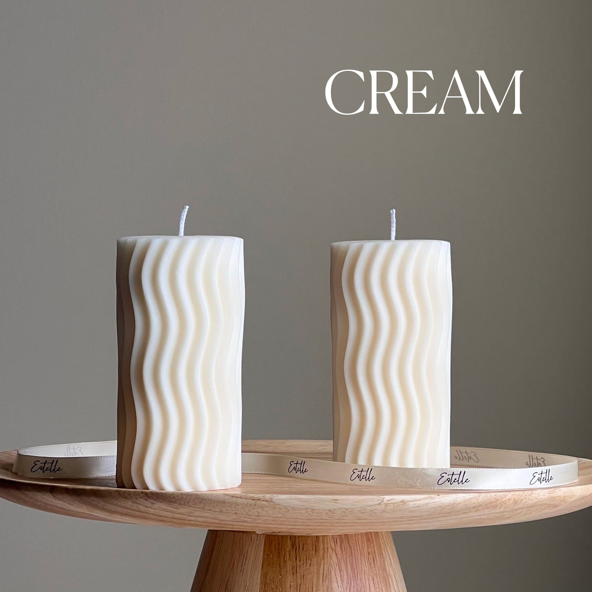 Handmade Ribbed Wave Pillar Candle: Trendy Home Decor