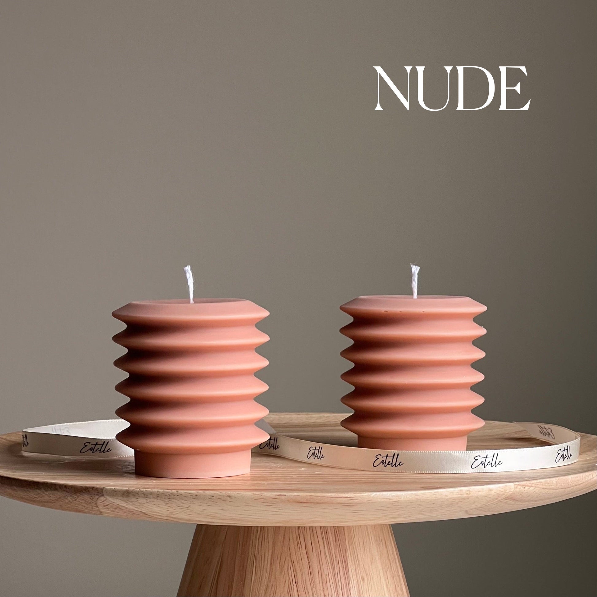 Handmade Ribbed Column Candle | Decorative Soy Wax Pillar