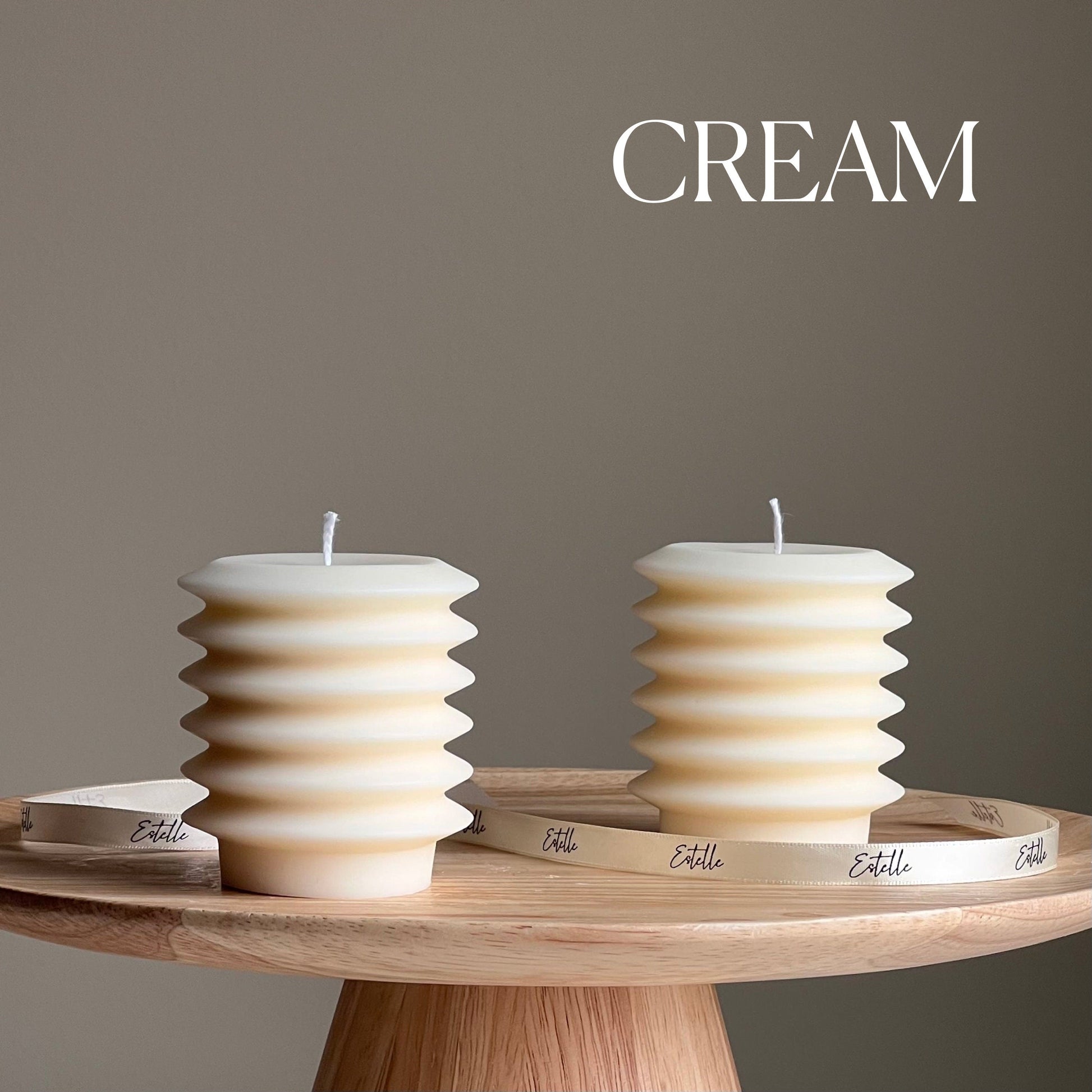 Handmade Ribbed Column Candle | Decorative Soy Wax Pillar