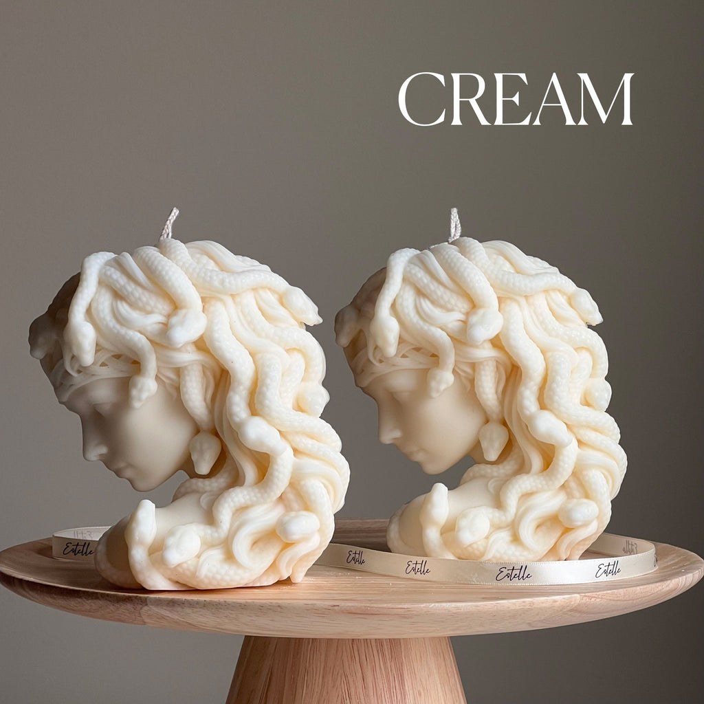 Medusa Soy Wax Candle: Sculptural Woman Head Statue Candle