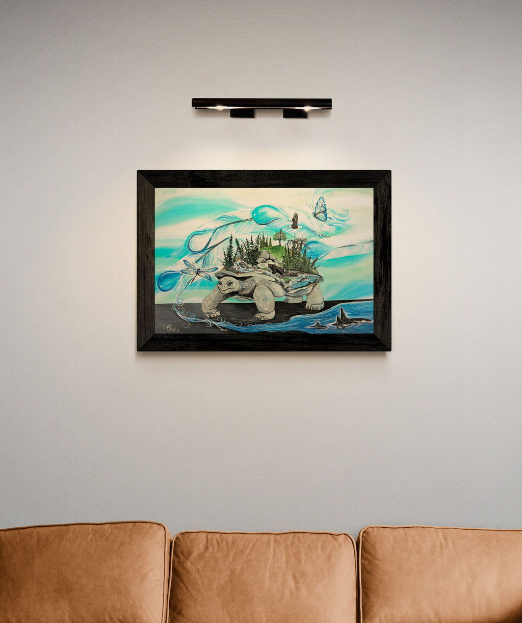 Turtle Island par Carla Joseph, estampe d'art autochtone, Premières Nations, Amérindiens, Cris, Métis, œuvre encadrée