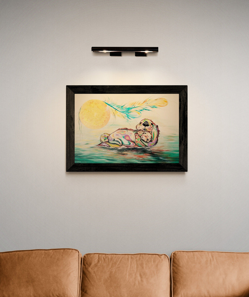 Otter Family par Carla Joseph, impression d'art autochtone, Premières Nations, Autochtones d'Amérique, Cris, Métis, œuvre encadrée
