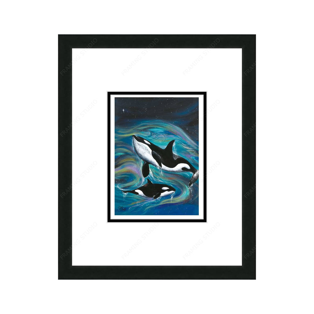 Killer Whales By Carla Joseph, Indigenous Art Print, First Nations, Native Americans, Cree, Framed Art