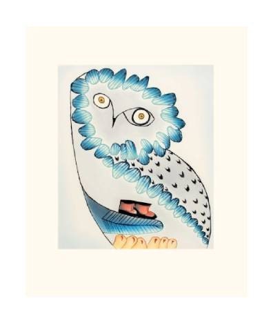 L'héritage du hibou par Ningiukulu Teevee, carte d'art inuit, carte d'art encadrée