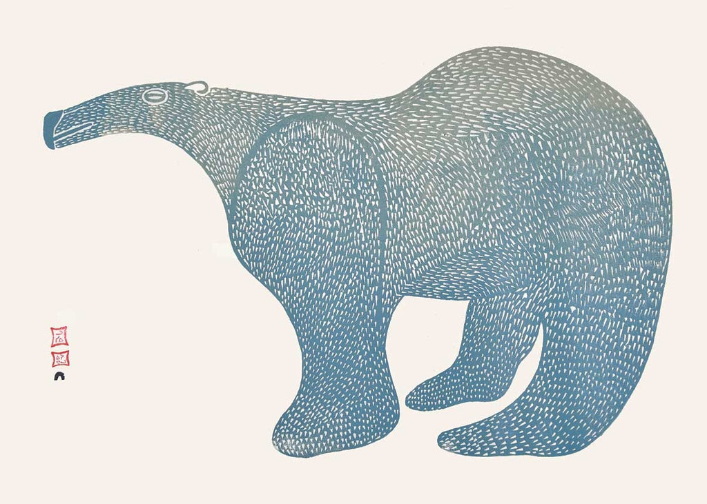 Grand ours, 1961 par Lucy Qinnuayuak, carte d'art inuit, carte d'art encadrée