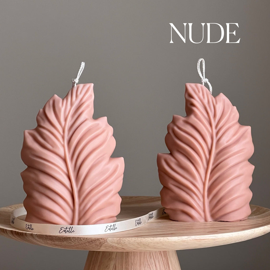 Handmade Leaf Pillar Soy Candle | Home Decor