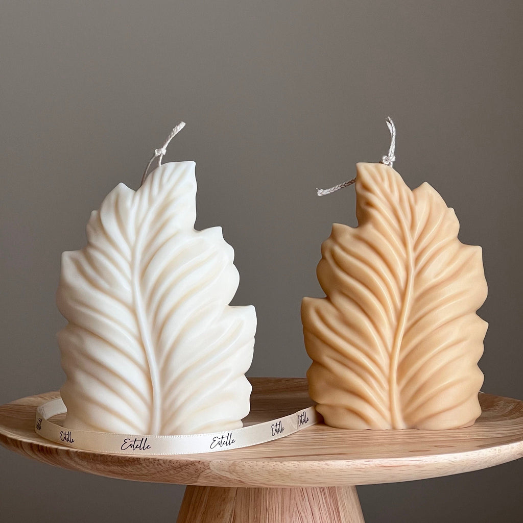 Handmade Leaf Pillar Soy Candle | Home Decor