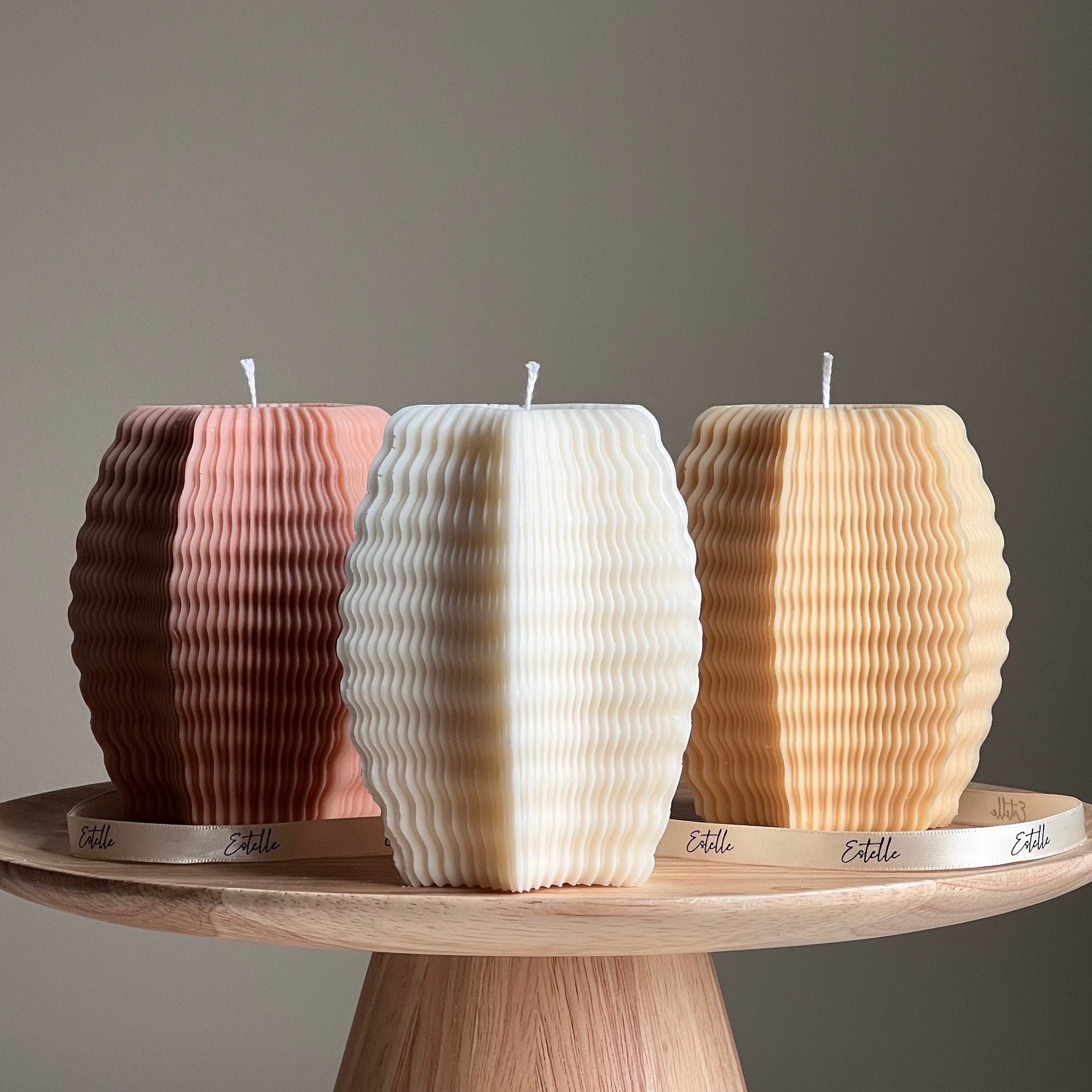 Handmade Ribbed Hexagon Candle: Geometric Home Decor