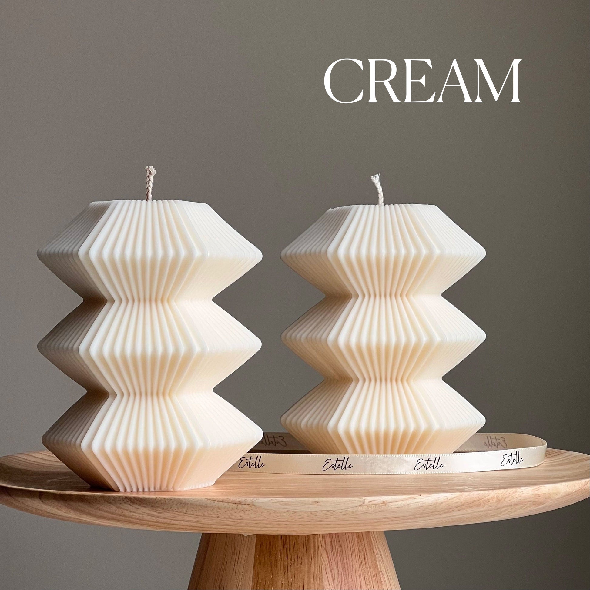 Large Ribbed Hexagon Candle: Handmade Soy Wax Pillar