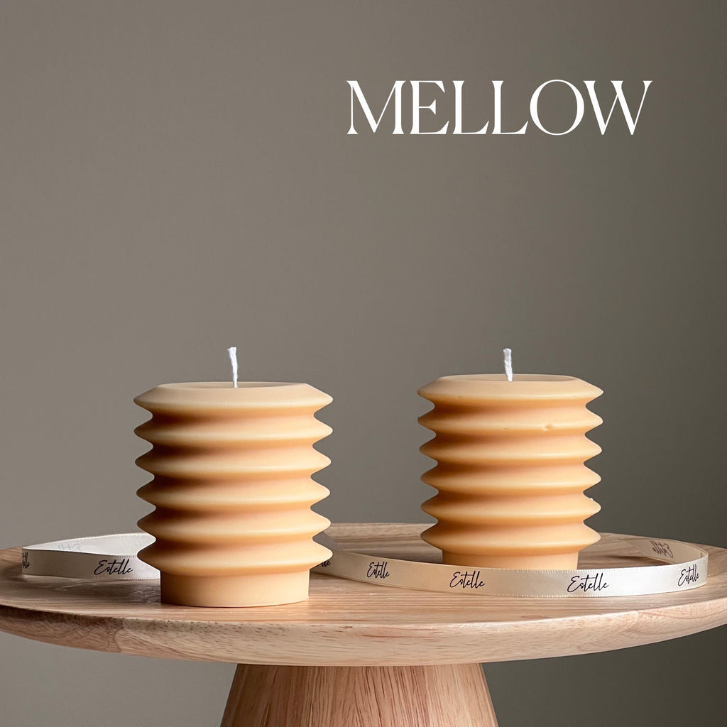 Handmade Ribbed Column Candle | Decorative Soy Wax Pillar